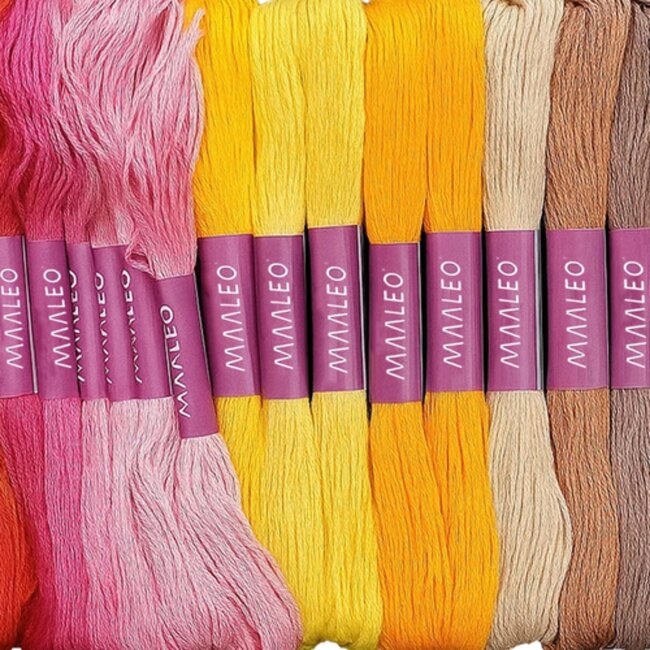 Maaleo Complete borduurset 100 kleuren garen met ringen naalden en accessoires in draagtas