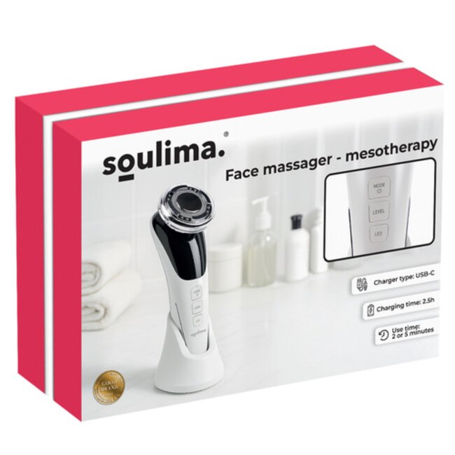 Soulima Gezichtsmassager met mesotherapie EMS lifting warmte koeling en LED lichttherapie
