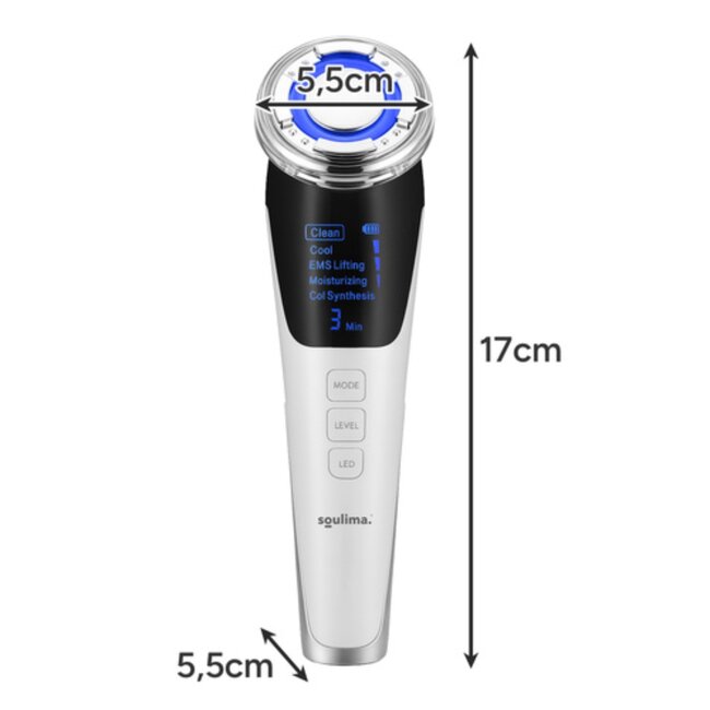 Soulima Gezichtsmassager met mesotherapie EMS lifting warmte koeling en LED lichttherapie