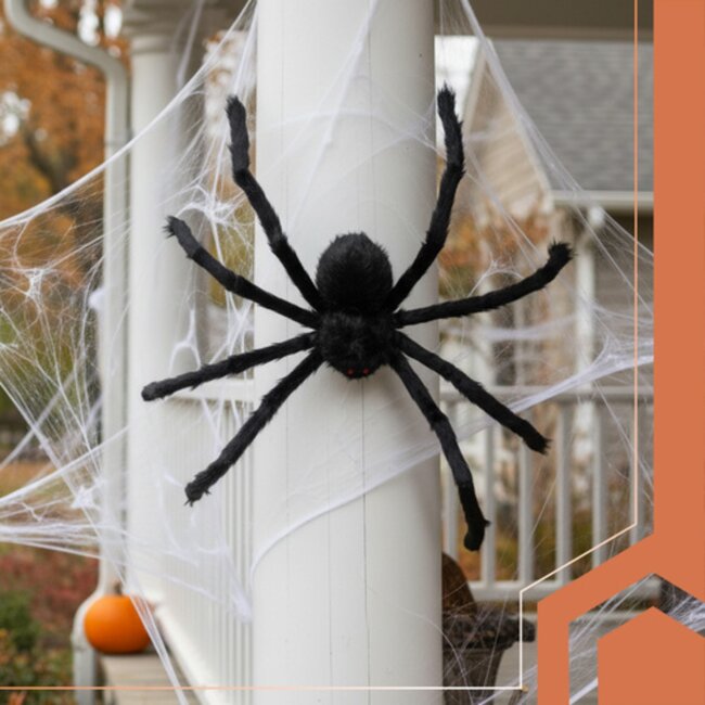 Ruhhy Grote spin decoratie 50 cm met rode ogen en buigbare poten Halloween binnen en buiten
