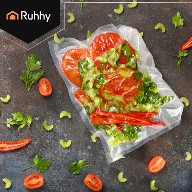 Ruhhy Vacumeerfolie rol 28x600 cm voor vacuümmachine voedselvershoudfolie sous-vide geschikt