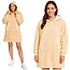 Ruhhy Oversized hoodie deken XXL beige fleece met capuchon en kangoeroezak warm en comfortabel