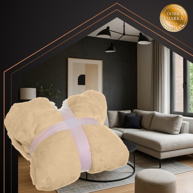 Ruhhy Oversized hoodie deken XXL beige fleece met capuchon en kangoeroezak warm en comfortabel