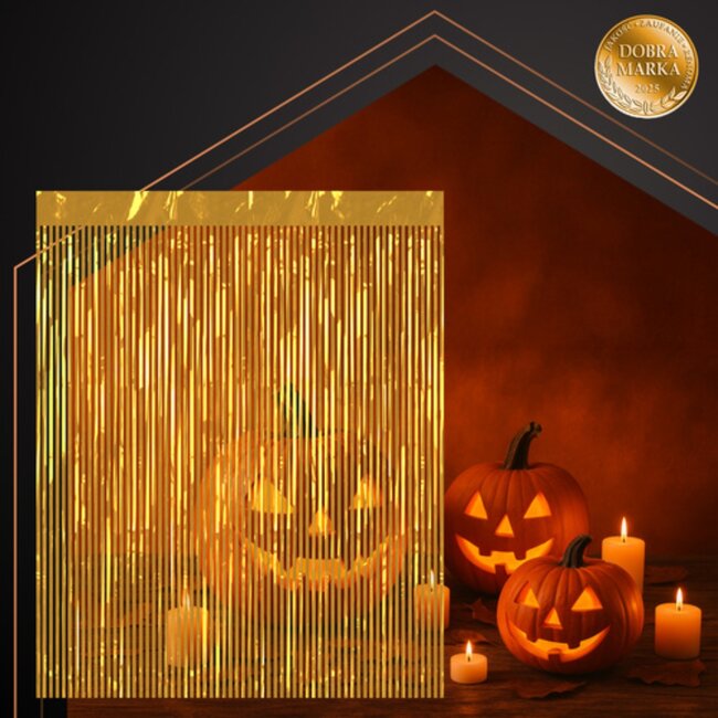 Ruhhy Gouden decoratief gordijn 2x1m met zelfklevende strip feestdecoratie voor foto achtergrond of deur