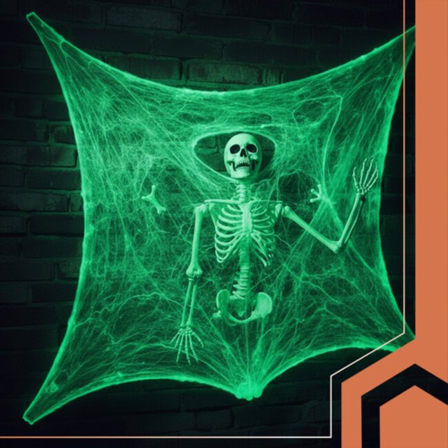 Ruhhy Glow in the dark spinnenweb met nepspinnen Halloween decoratie voor binnen en buiten herbruikbaar
