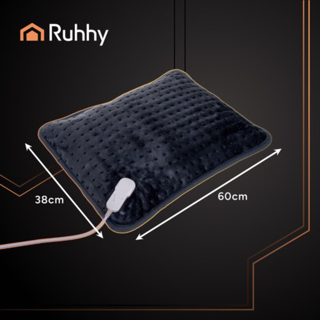 Ruhhy Groot verwarmd kussen 60x38 cm met instelbare warmtestanden en wasbare hoes veilig en comfortabel