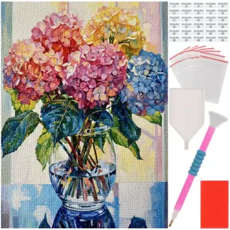 Maaleo Diamond painting bloemenboeket 40 × 30 cm compleet pakket met canvas steentjes en accessoires