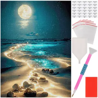 Maaleo Diamond painting strandlandschap 40 × 30 cm compleet doe-het-zelf pakket met accessoires