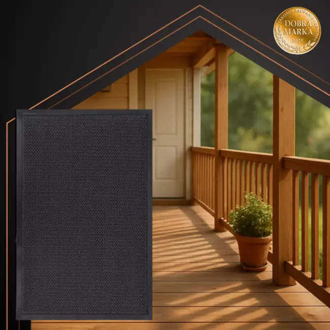 Ruhhy entreemat 90 × 60 cm zwart met 3D structuur en antislip onderkant