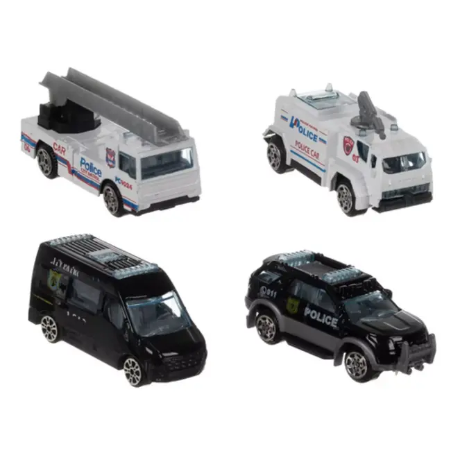 Kruzzel politie vliegtuig speelgoed – opvouwbare parkeergarage met 4 politieauto’s en accessoires