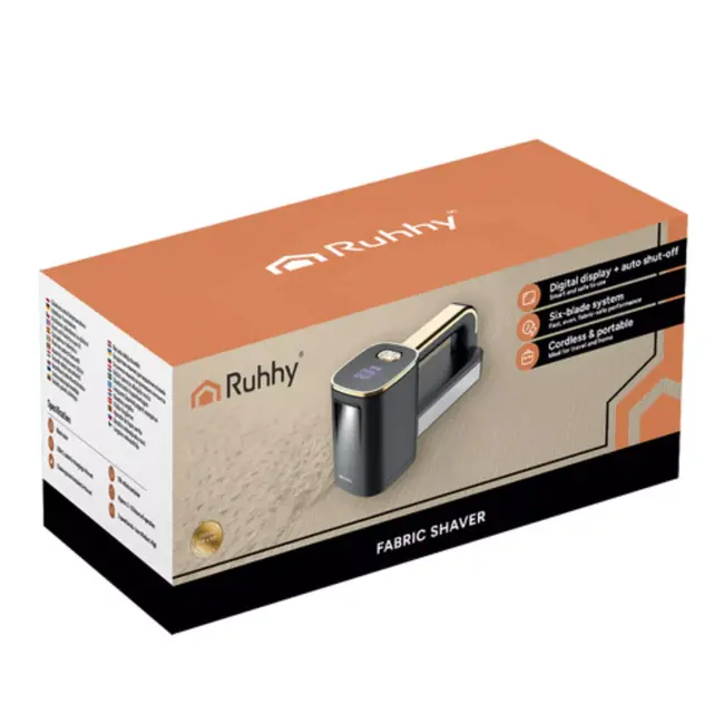 Ruhhy draadloze kledingontpiller zwart met LCD-display LED-licht en USB-C oplader