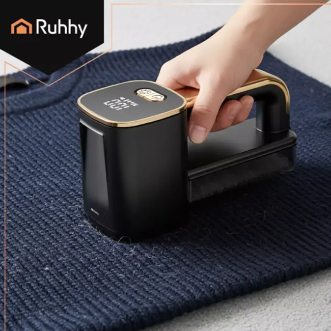 Ruhhy draadloze kledingontpiller zwart met LCD-display LED-licht en USB-C oplader