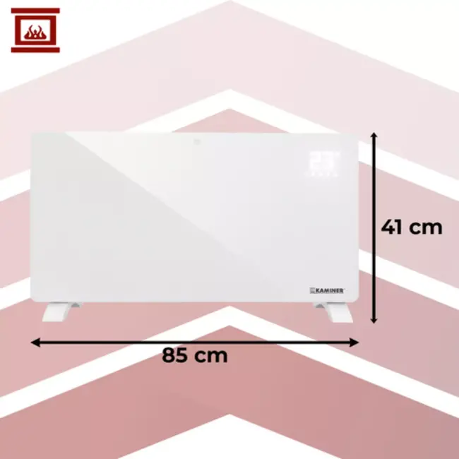 Kaminer Zelva elektrische glaspaneelradiator 2500W met WiFi app bediening en afstandsbediening
