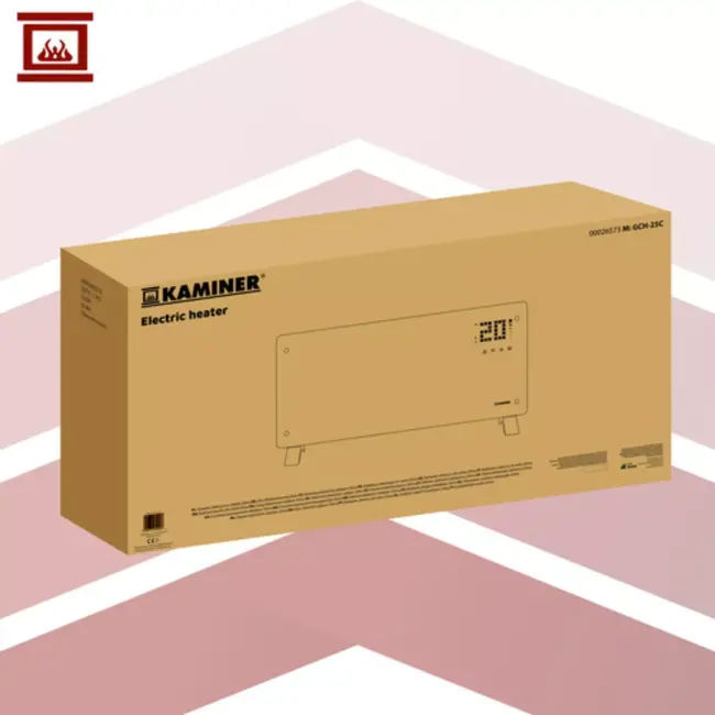 Kaminer Zelva elektrische glaspaneelradiator 2500W met WiFi app bediening en afstandsbediening