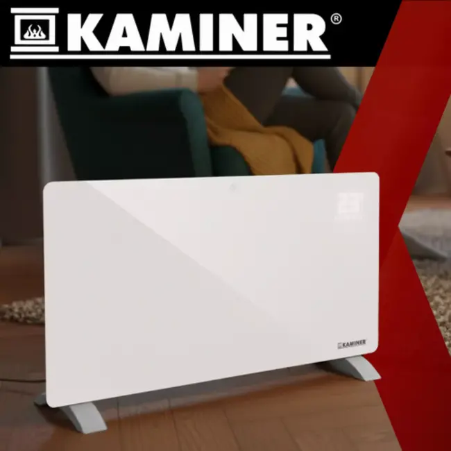 Kaminer Zelva elektrische glaspaneelradiator 2500W met WiFi app bediening en afstandsbediening