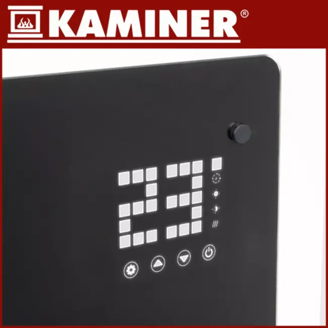 Kaminer Zelva elektrische glaspaneelradiator zwart 2500W met WiFi app bediening en afstandsbediening