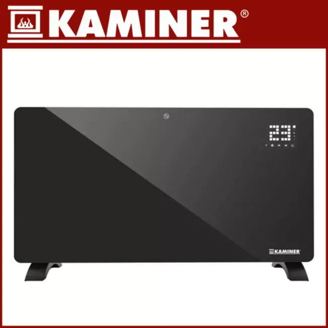 Kaminer Zelva elektrische glaspaneelradiator zwart 2500W met WiFi app bediening en afstandsbediening