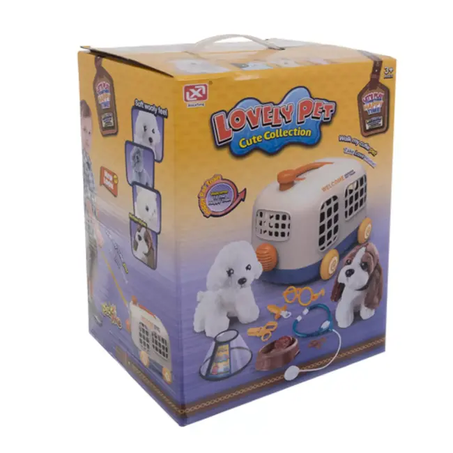 Ruhhy Kinder dierenarts set met pluchen hond en accessoires in draagtas