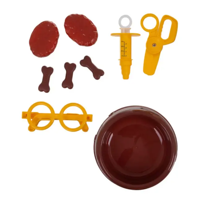 Ruhhy Kinder dierenarts set met pluchen hond en accessoires in draagtas