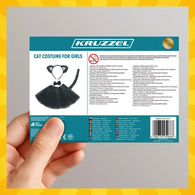 Kruzzel kattenkostuum zwart 4-delig verkleedset voor kinderen 3–10 jaar