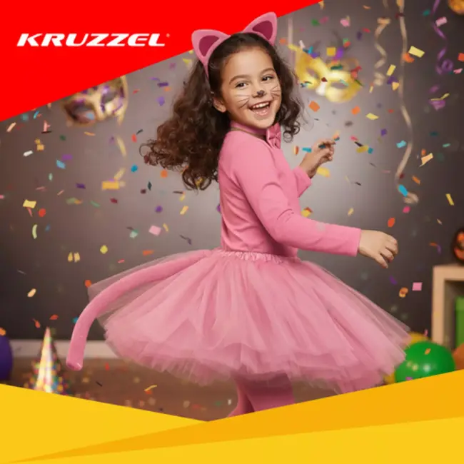 Kruzzel kattenkostuum roze 4-delig verkleedset voor kinderen 3–10 jaar