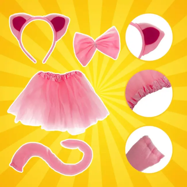 Kruzzel kattenkostuum roze 4-delig verkleedset voor kinderen 3–10 jaar