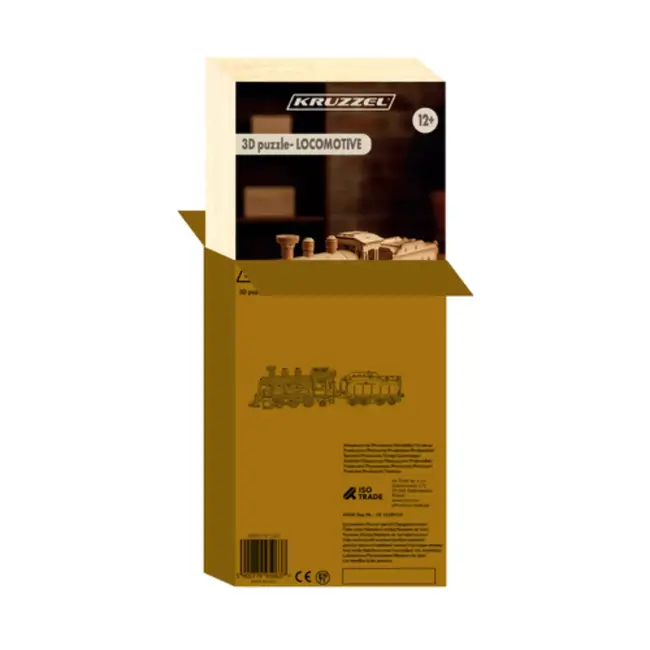 Kruzzel 3D puzzel stoomlocomotief met tender – houten modelbouwset 282-delig vanaf 12 jaar