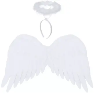 Ruhhy engelenvleugels wit met halo – 2-delige set voor verkleedpartijen en decoratie