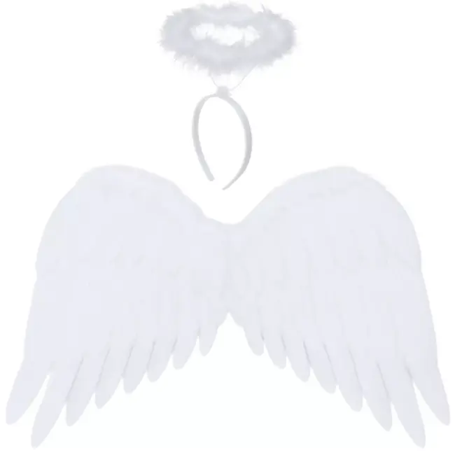 Ruhhy engelenvleugels wit met halo – 2-delige set voor verkleedpartijen en decoratie
