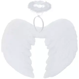 Ruhhy engelenvleugels wit 45 × 35 cm met halo – 2-delige set voor verkleedpartijen en decoratie