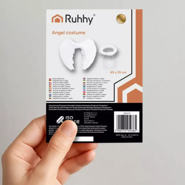 Ruhhy engelenvleugels wit 45 × 35 cm met halo – 2-delige set voor verkleedpartijen en decoratie