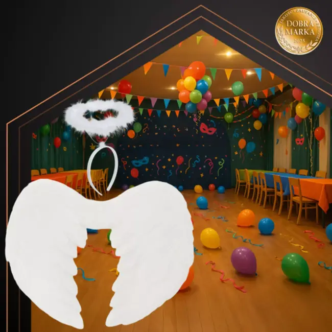 Ruhhy engelenvleugels wit 45 × 35 cm met halo – 2-delige set voor verkleedpartijen en decoratie