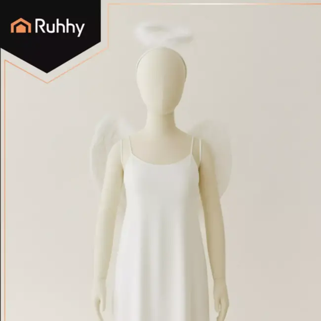 Ruhhy engelenvleugels wit 45 × 35 cm met halo – 2-delige set voor verkleedpartijen en decoratie