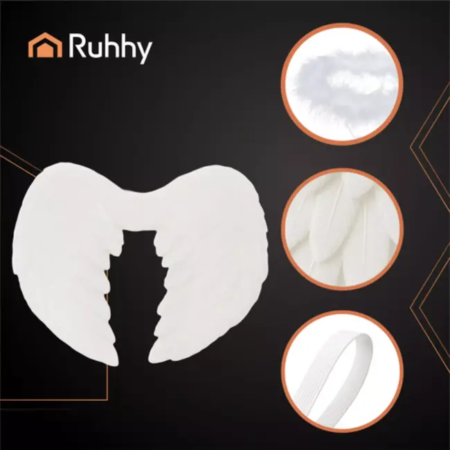 Ruhhy engelenvleugels wit 45 × 35 cm met halo – 2-delige set voor verkleedpartijen en decoratie