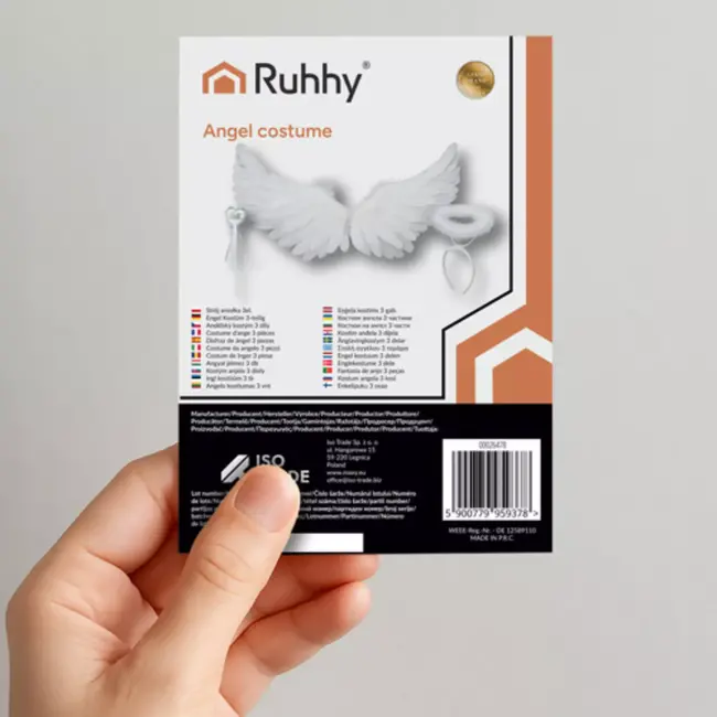 Ruhhy engelenvleugels wit 3-delige set met halo en hartvormige staf – verkleedset en decoratie