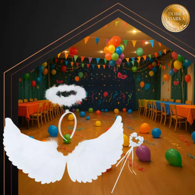 Ruhhy engelenvleugels wit 3-delige set met halo en hartvormige staf – verkleedset en decoratie