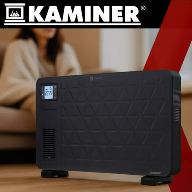 Kaminer Ziflo elektrische kachel zwart 2300W met WiFi-app en afstandsbediening