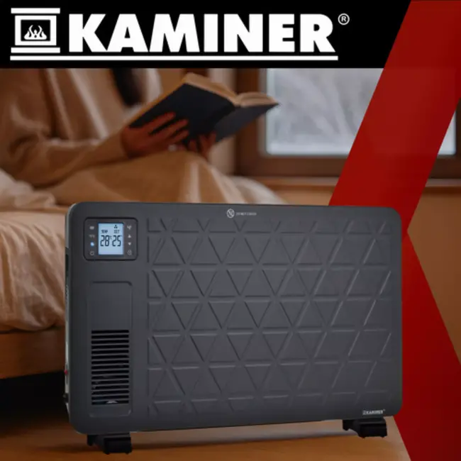 Kaminer Ziflo elektrische kachel zwart 2300W met WiFi-app en afstandsbediening