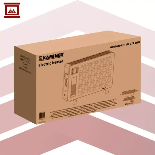 Kaminer Ziflo elektrische kachel zwart 2300W met WiFi-app en afstandsbediening