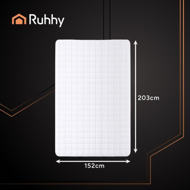 Ruhhy Verwarmde matrastopper 203x152 cm met dubbele bediening digitaal display warmtestanden en timer