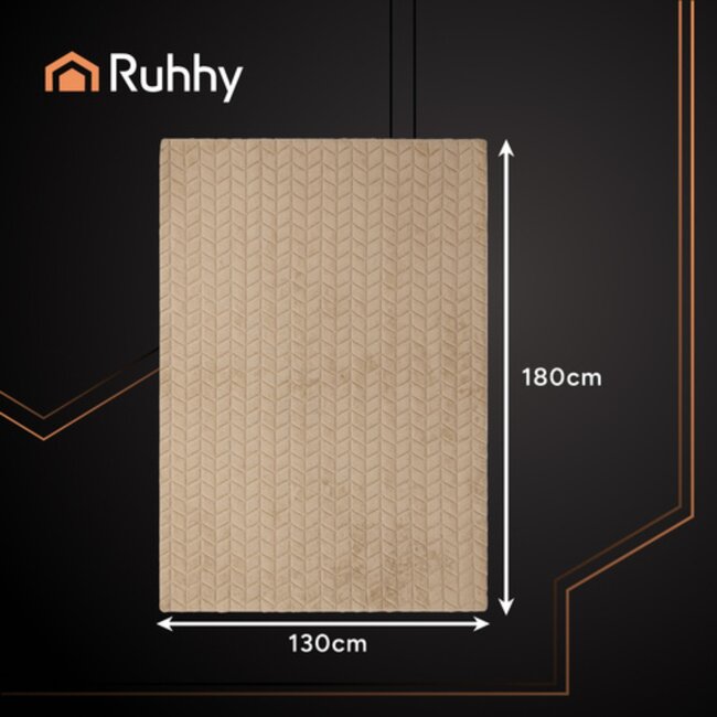 Ruhhy Elektrische deken 180x130 cm beige fleece met digitaal display timer en meerdere warmtestanden