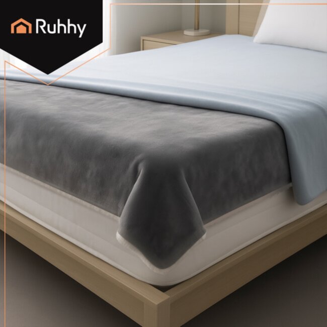 Ruhhy Elektrische deken 180x130 cm grijs fleece met digitaal display timer en meerdere warmtestanden