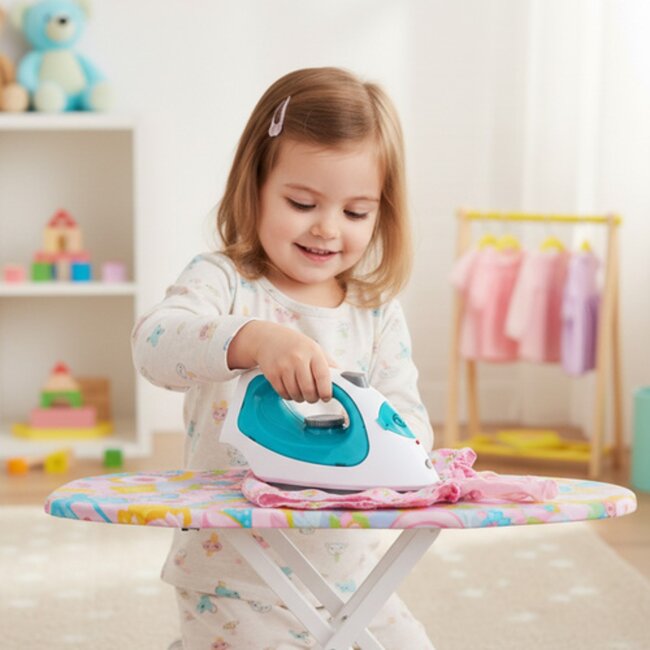 Ruhhy  Speelgoed strijkijzer voor kinderen realistisch en veilig rollenspel speelgoed met draaiknop en waterreservoir