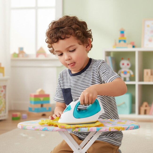 Ruhhy  Speelgoed strijkijzer voor kinderen realistisch en veilig rollenspel speelgoed met draaiknop en waterreservoir