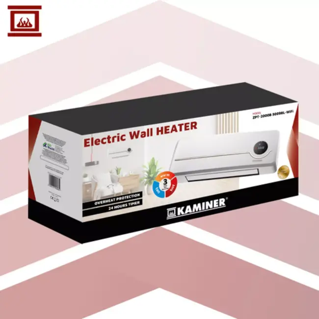 Kaminer Airo luchtgordijnkachel wit 2000W – keramische wandkachel met WiFi en afstandsbediening