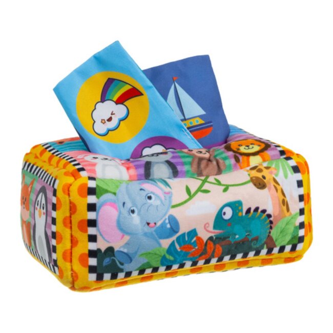 Kruzzel educatieve speelgoed tissuedoos sorter met doekjes en kaartjes – leerzaam en veilig voor peuters