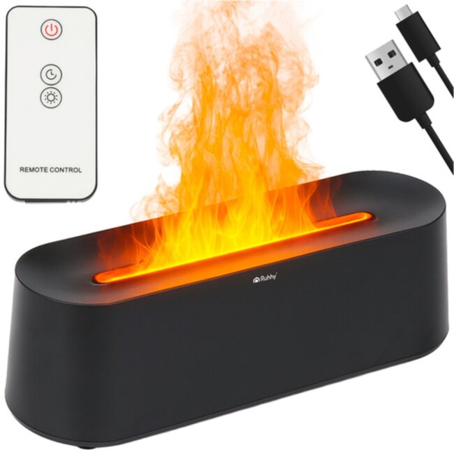 Ruhhy aroma diffuser en luchtbevochtiger 250 ml met LED-vlam effect en afstandsbediening