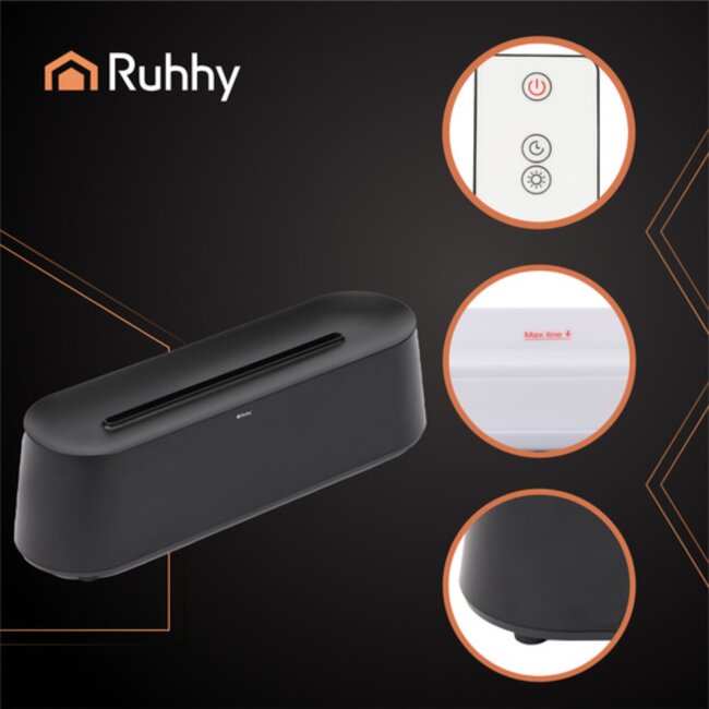 Ruhhy aroma diffuser en luchtbevochtiger 250 ml met LED-vlam effect en afstandsbediening