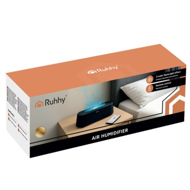 Ruhhy aroma diffuser en luchtbevochtiger 250 ml met LED-vlam effect en afstandsbediening