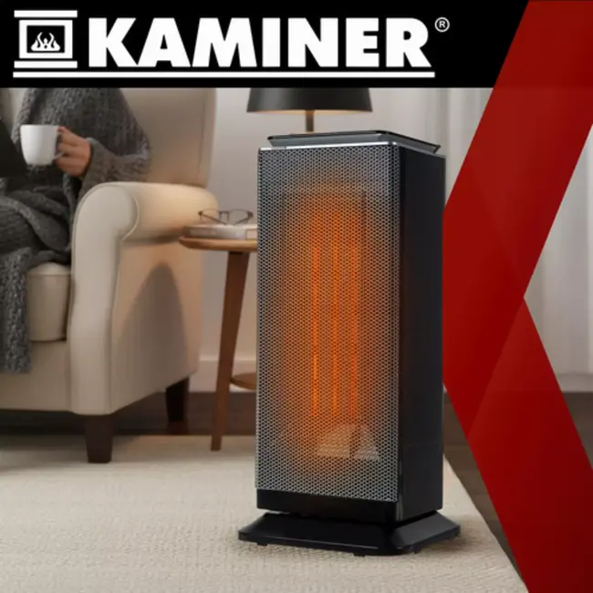 Kaminer Lumni 2.0 keramische kachel 2000W zwart – energiezuinige elektrische heater met afstandsbediening